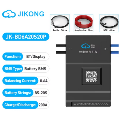 JIKONG Jk Bms BD6A24S10P Active Balance Bms 8S 10S 12S 16S 17S 20S 24S Smart Bms 60A 100A 150A 200A Lifepo4 Li-Ion Lto Battery