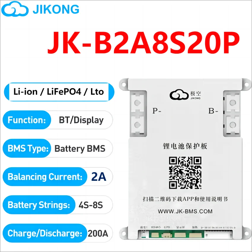 JK BMS 60A 100A 150A 200A 300A Active Balance Bms 4S 8S 16S 20S 24S JIKONG Smart Bms 12V 24V 48V 72V Lifepo4 Li-Ion Lto Battery