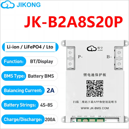 JK BMS 60A 100A 150A 200A 300A Active Balance Bms 4S 8S 16S 20S 24S JIKONG Smart Bms 12V 24V 48V 72V Lifepo4 Li-Ion Lto Battery
