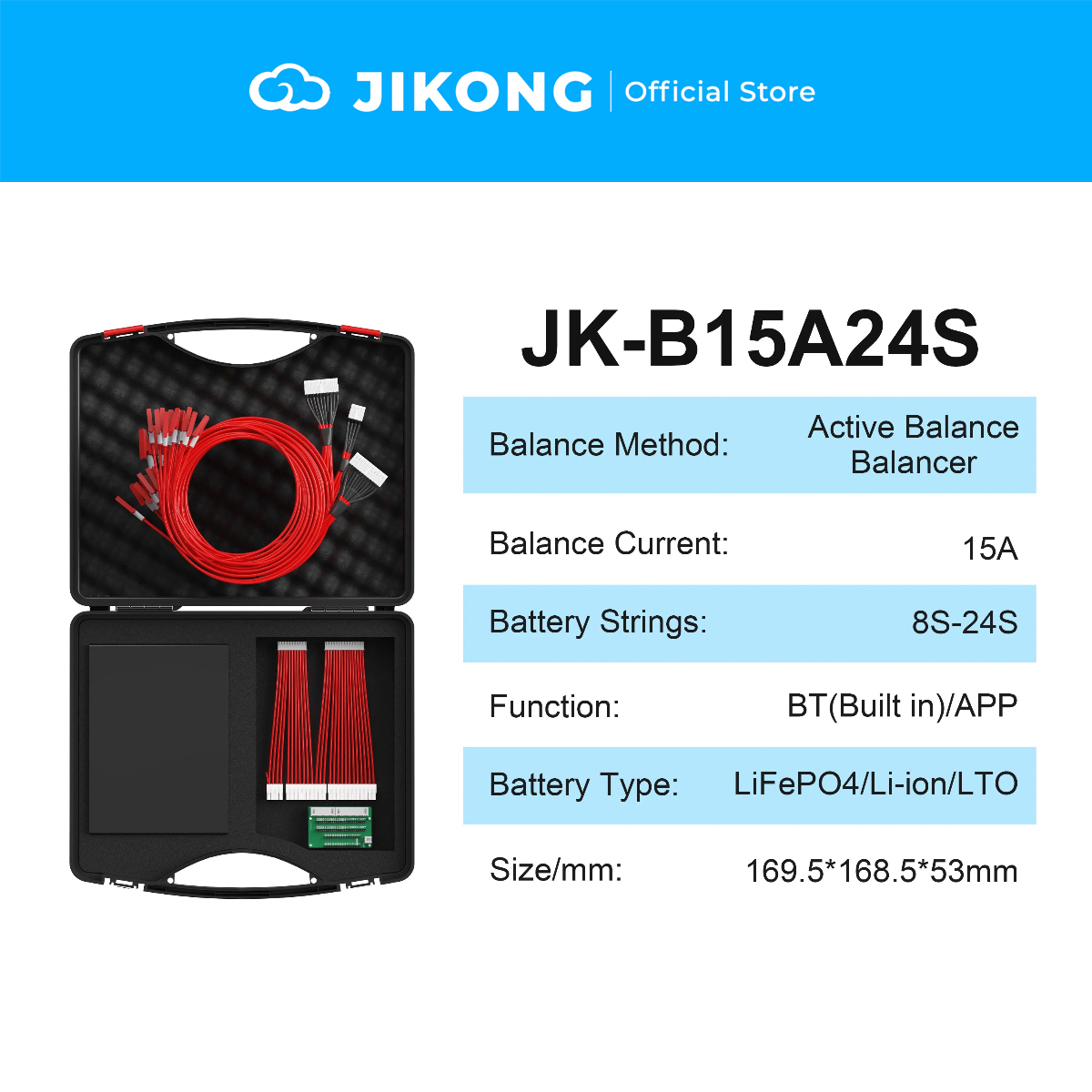 JIKONG JK-B15A24S 15A Active Balancer 8S-24S LiFePO4 Li-ion LTO