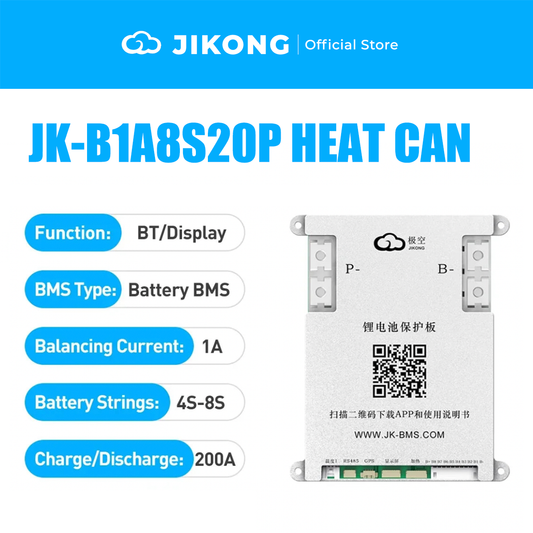 JIKONG JK-B1A8S20P Smart Active Balance BMS 200A | 4S 5S 6S 7S 8S 12V/24V for LiFePO4 Li-ion LTO Battery