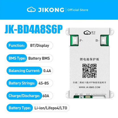 JIKONG Lifepo4 Li-Ion Lto Akku 100A 200A 300A Aktiver Balancer Smart BMS 4S 5S 6S 7S 8S 12V 24V Aktiver Ausgleichsstrom 1A 2A