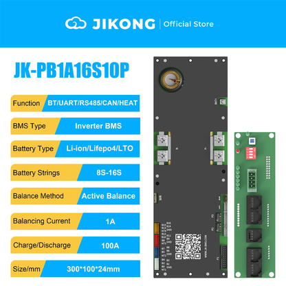 JIKONG JKBMS   LiFePo4 Li-Ion LTO Battery 24V 48V 8S/16S  150A Household Energy BMS Home Inverter Active balancer 2A