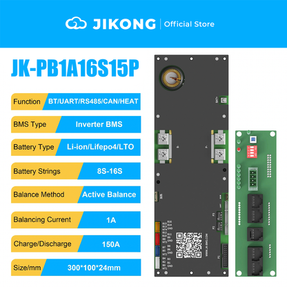 JIKONG JKBMS   LiFePo4 Li-Ion LTO Battery 24V 48V 8S/16S  150A Household Energy BMS Home Inverter Active balancer 2A