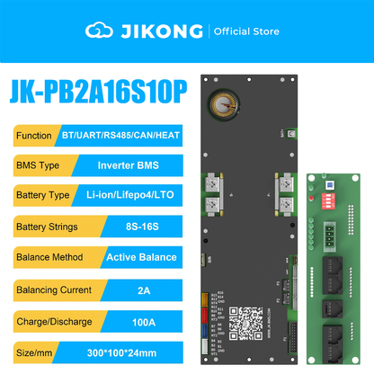 JIKONG JKBMS   LiFePo4 Li-Ion LTO Battery 24V 48V 8S/16S  150A Household Energy BMS Home Inverter Active balancer 2A