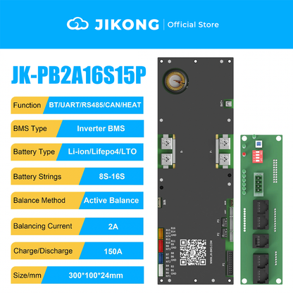JIKONG JKBMS   LiFePo4 Li-Ion LTO Battery 24V 48V 8S/16S  150A Household Energy BMS Home Inverter Active balancer 2A