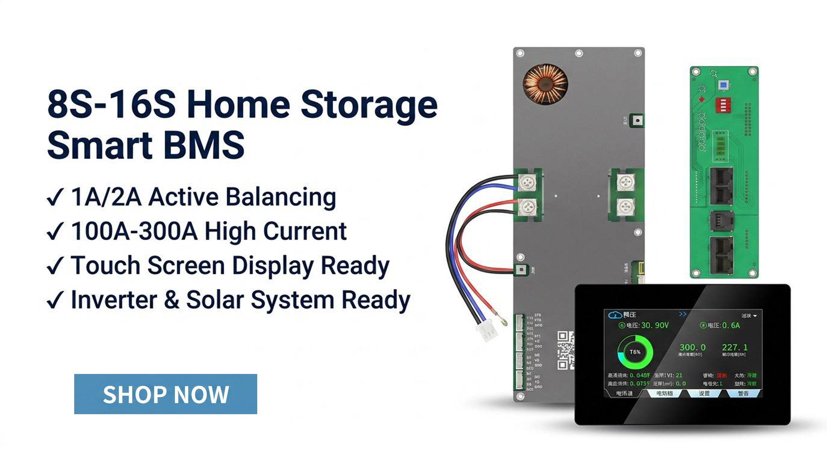 JiKong 8S-16S Home Energy Storage BMS with LCD Screen