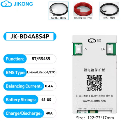 JK BMS 60A 100A 150A 200A 300A Active Balance Bms 4S 8S 16S 20S 24S JIKONG Smart Bms 12V 24V 48V 72V Lifepo4 Li-Ion Lto Battery