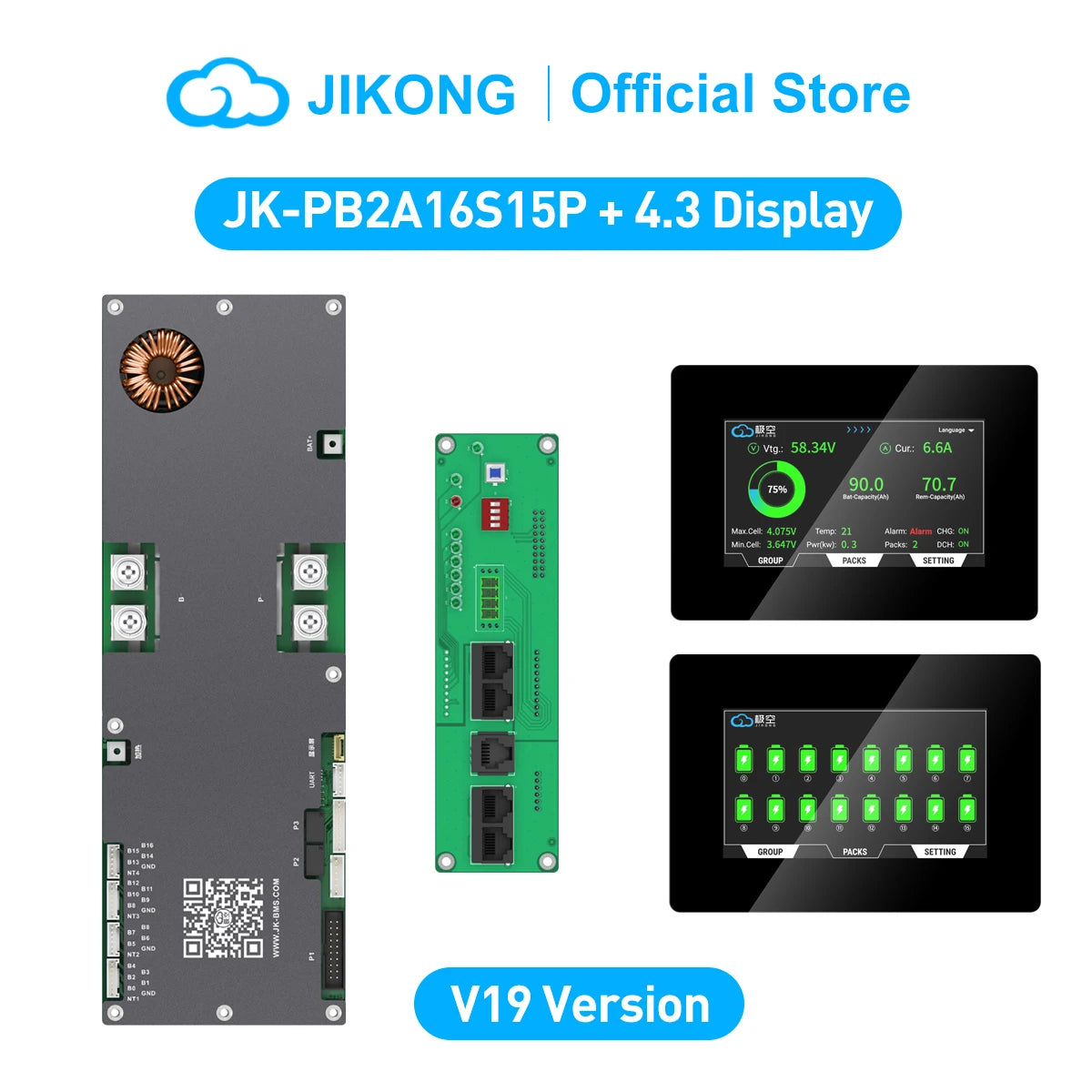 JIKONG V19 Household Energy Inverter BMS 8S/24V 16S/48V Li-ion/ Lifepo4/ LTO Battery BMS JK-PB2A16S20P