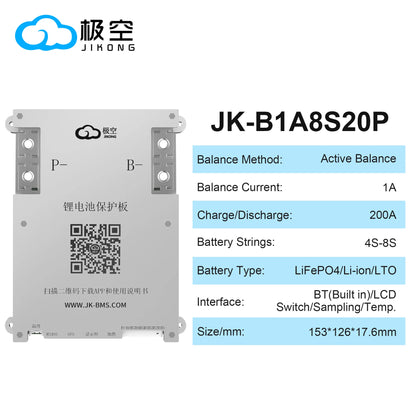 JIKONG Jk Bms Active Balance Bms 3S 4S 5S 6S 7S 8S 0.4A~2A Active Smart Bms 40A 60A 100A 200A 300A Lifepo4 Li-Ion Lto Battery