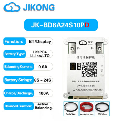 JIKONG JKBMS 8S 16S 17S 20S 24S 24V 48V 72V 40A 60A 80A 100A 120A 150A Smart Active Balance BMS Lifepo4 Li-Ion Lto 18650 21700