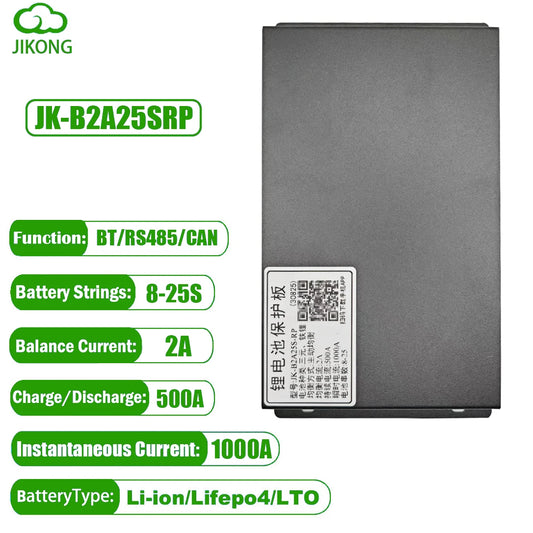 JK BMS B2A25SRP 500A 25S Lifepo4 Battery 16S 48V 2A Active Balance 8S 20S 60V 24S 75V 1000A RS485 JIKONG Li-ion Camping Battery