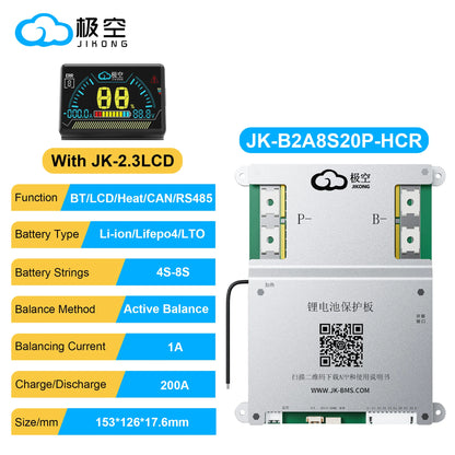 JIKONG JK-B2A8S20P-HCR – 2A Balancer 200A BMS with Heat CAN RS485 for 4S-8S