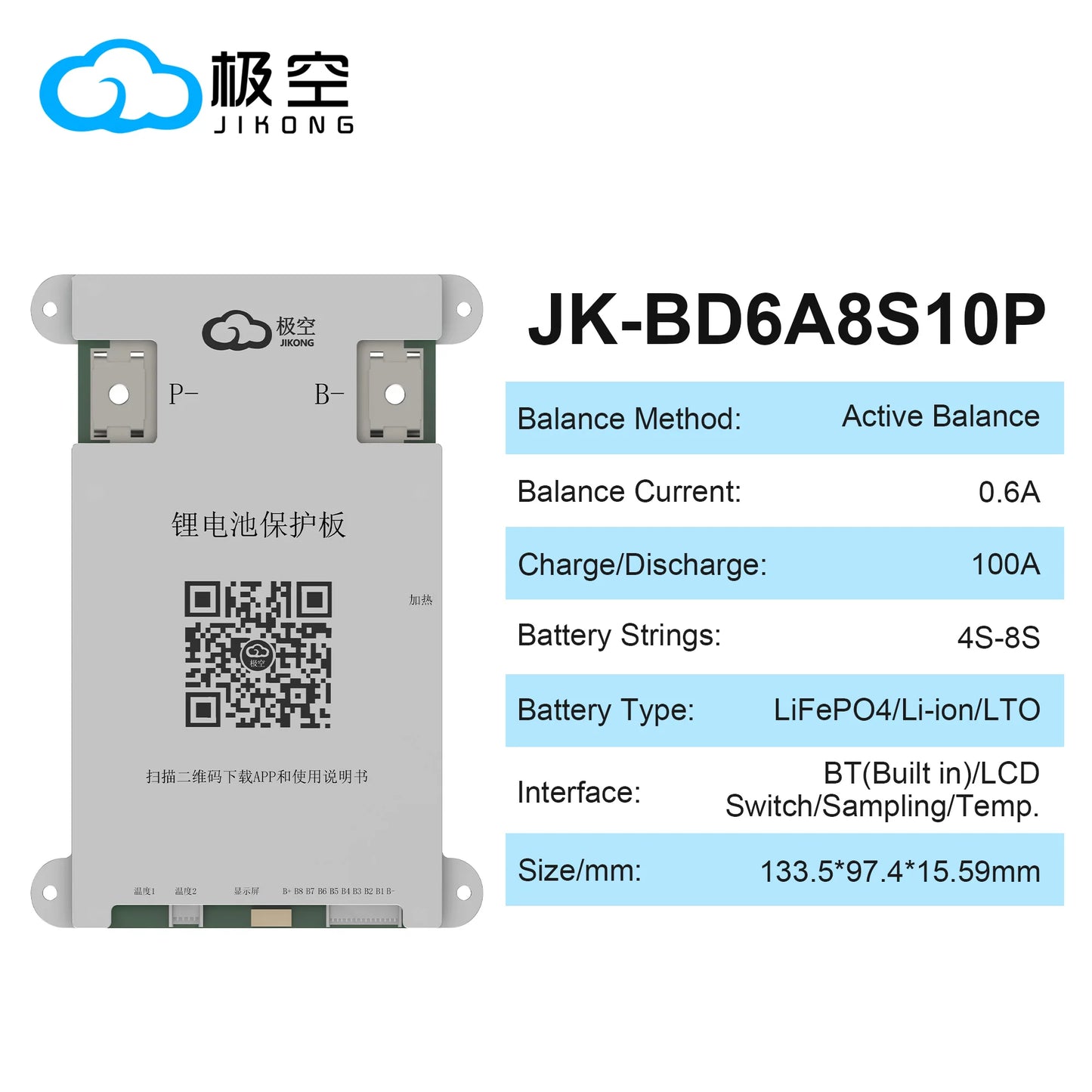 JIKONG JK BMS Active BMS 4S 5S 6S 7S 8S 17S 20S 24S 12V 24V 48V 40A 60A 100A 150A 200A 300A Lifepo4 Li-Ion Lto Battery Smart BMS