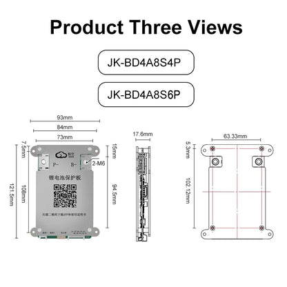 JIKONG BMS JK-BD4A8S4P JK-BD4A8S6P 4S 5S 6S 7S 8S 24V 48V 40A 60A Li-Ion LiFePo4 LTO Active Balance  Smart BMS Current 400mA