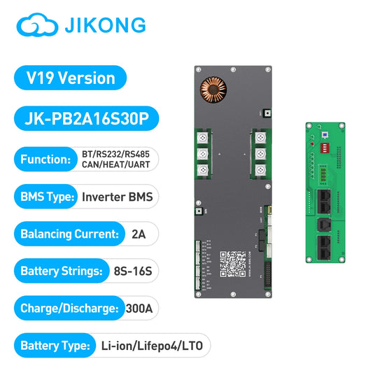 JIKONG V19 BMS JK-PB2A16S30P 8S/16S LiFePo4 Li-Ion Battery 300A Household Energy BMS to Inverter Active balancer 2A Smart BMS