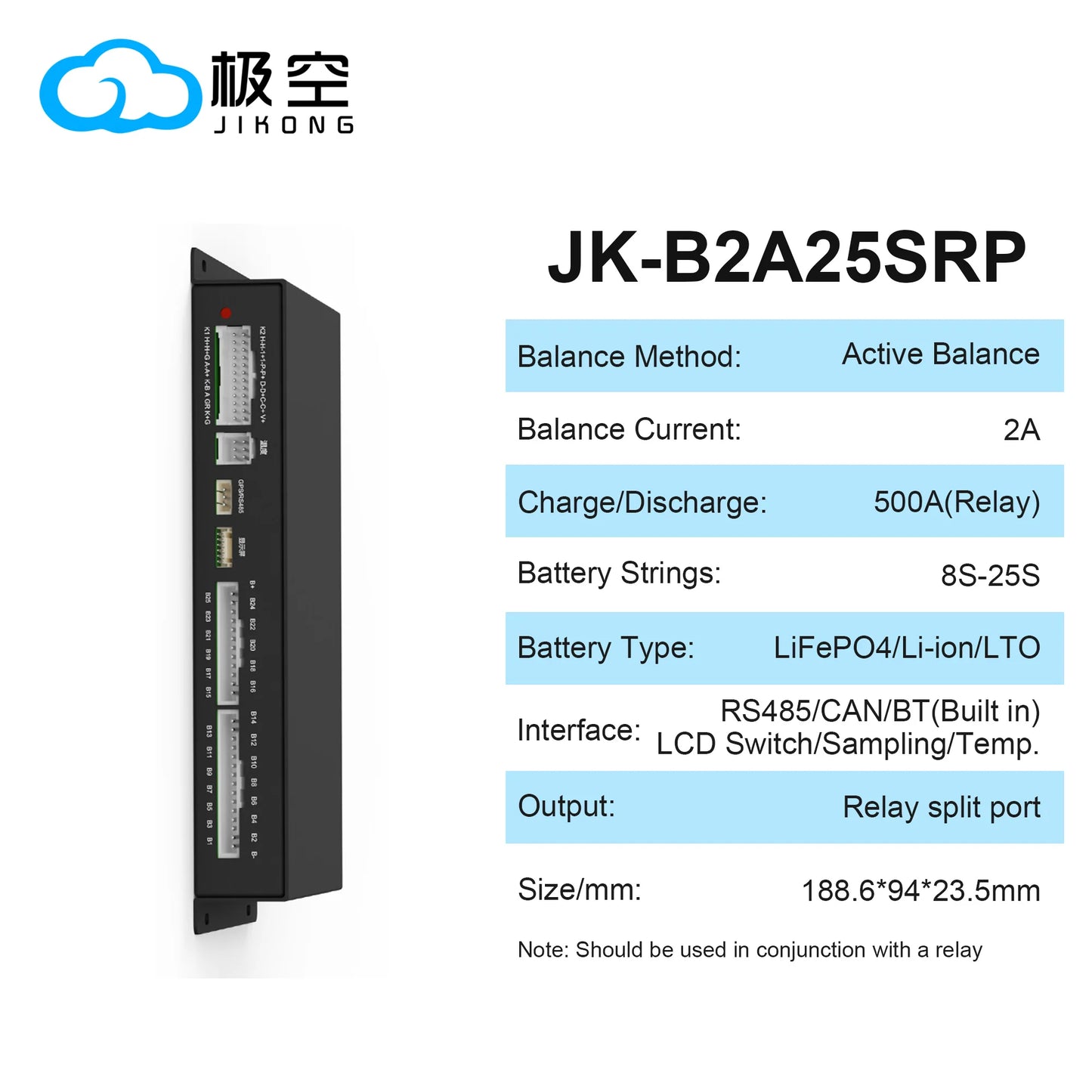 JIKONG JK BMS Active BMS 4S 5S 6S 7S 8S 17S 20S 24S 12V 24V 48V 40A 60A 100A 150A 200A 300A Lifepo4 Li-Ion Lto Battery Smart BMS