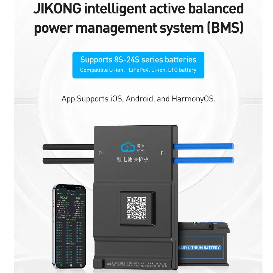 JIKONG Jk Bms BD6A24S10P Active Balance Bms 8S 10S 12S 16S 17S 20S 24S Smart Bms 60A 100A 150A 200A Lifepo4 Li-Ion Lto Battery