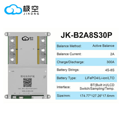 JIKONG JK BMS B2A8S30P 300A bms 4S 5S 6S 7S 8S Li-ion Lifepo4 LTO BATTERY 12V 24V  2A ACTIVE BALANCE JIKONG SMART BMS ON SALE