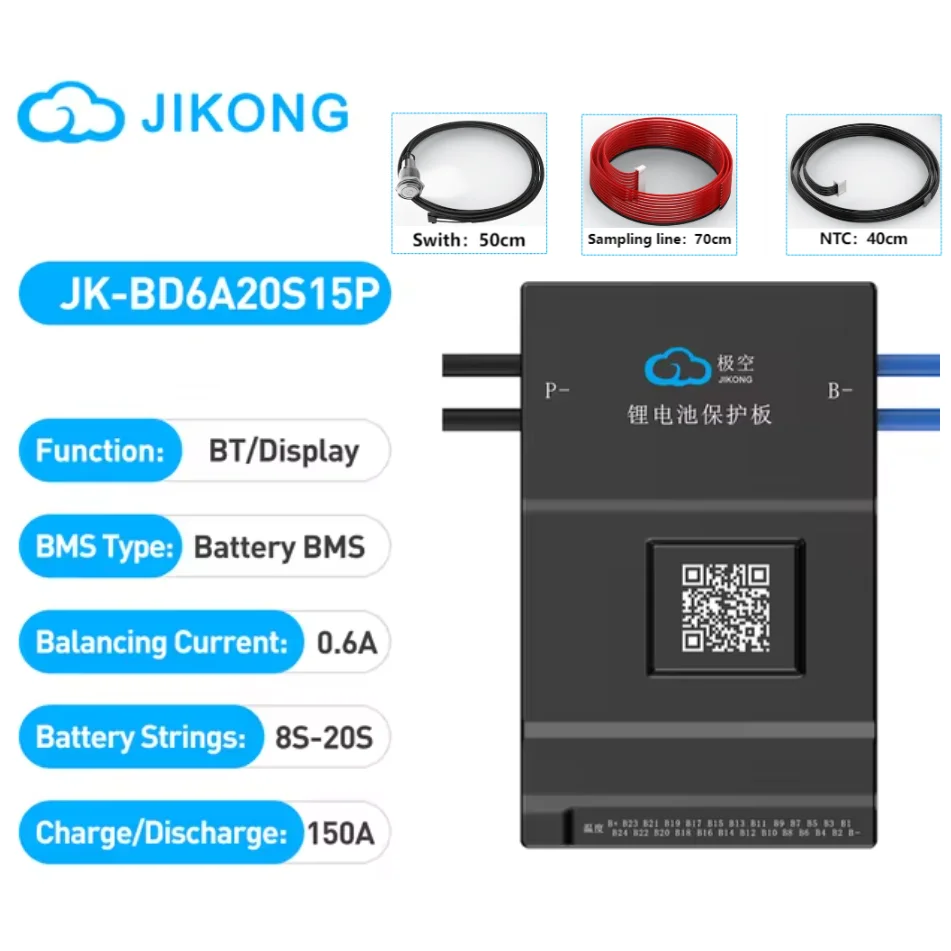 JIKONG Jk Bms BD6A24S10P Active Balance Bms 8S 10S 12S 16S 17S 20S 24S Smart Bms 60A 100A 150A 200A Lifepo4 Li-Ion Lto Battery