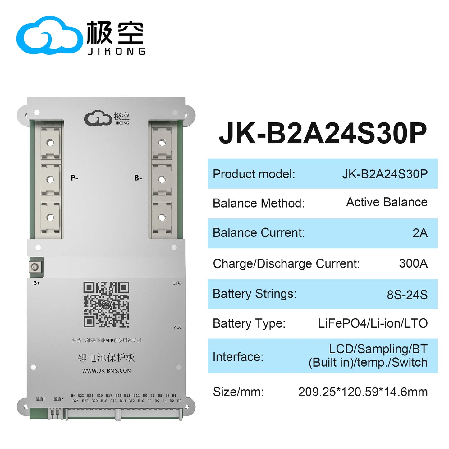 JIKONG JK BMS Active BMS 4S 5S 6S 7S 8S 17S 20S 24S 12V 24V 48V 40A 60A 100A 150A 200A 300A Lifepo4 Li-Ion Lto Battery Smart BMS