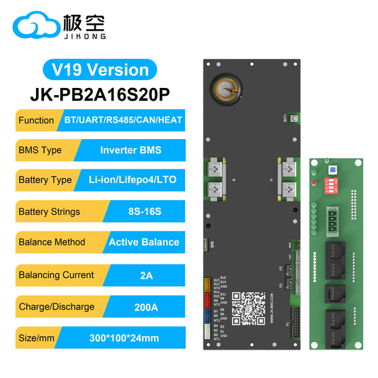 JIKONG 8S-16S 200A Household Energy Inverter BMS with 3.2/4.3/7.0 Inch LCD Display