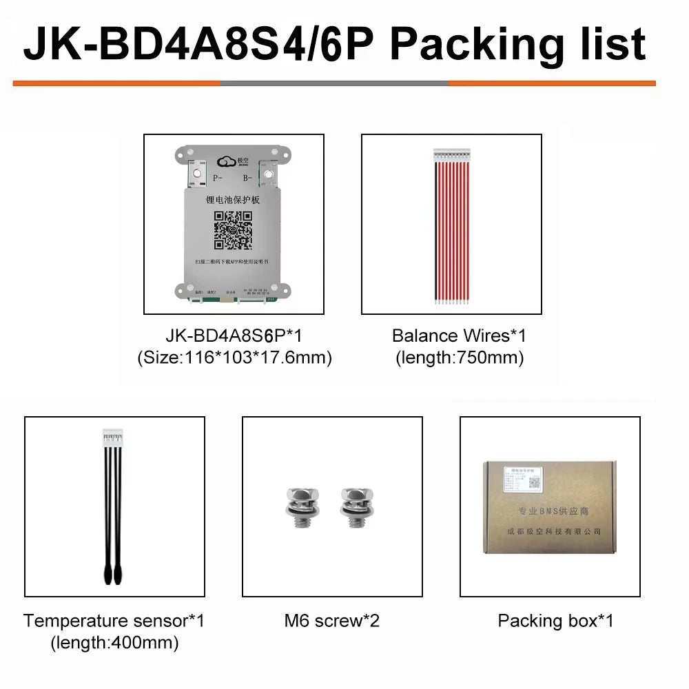 JIKONG BMS JK-BD4A8S4P JK-BD4A8S6P 4S 5S 6S 7S 8S 24V 48V 40A 60A Li-Ion LiFePo4 LTO Active Balance  Smart BMS Current 400mA