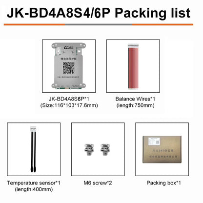 JIKONG BMS JK-BD4A8S4P JK-BD4A8S6P 4S 5S 6S 7S 8S 24V 48V 40A 60A Li-Ion LiFePo4 LTO Active Balance  Smart BMS Current 400mA