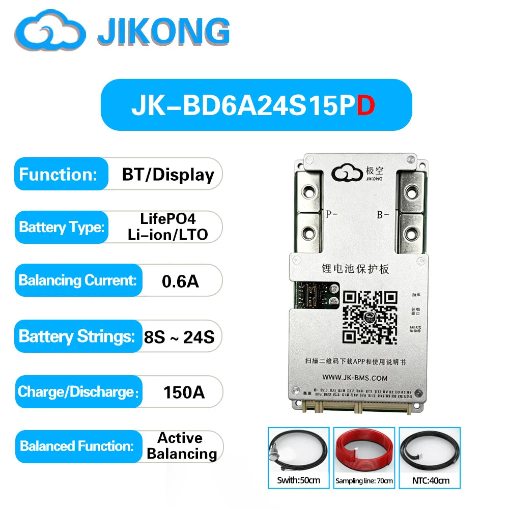 JIKONG JKBMS 8S 16S 17S 20S 24S 24V 48V 72V 40A 60A 80A 100A 120A 150A Smart Active Balance BMS Lifepo4 Li-Ion Lto 18650 21700