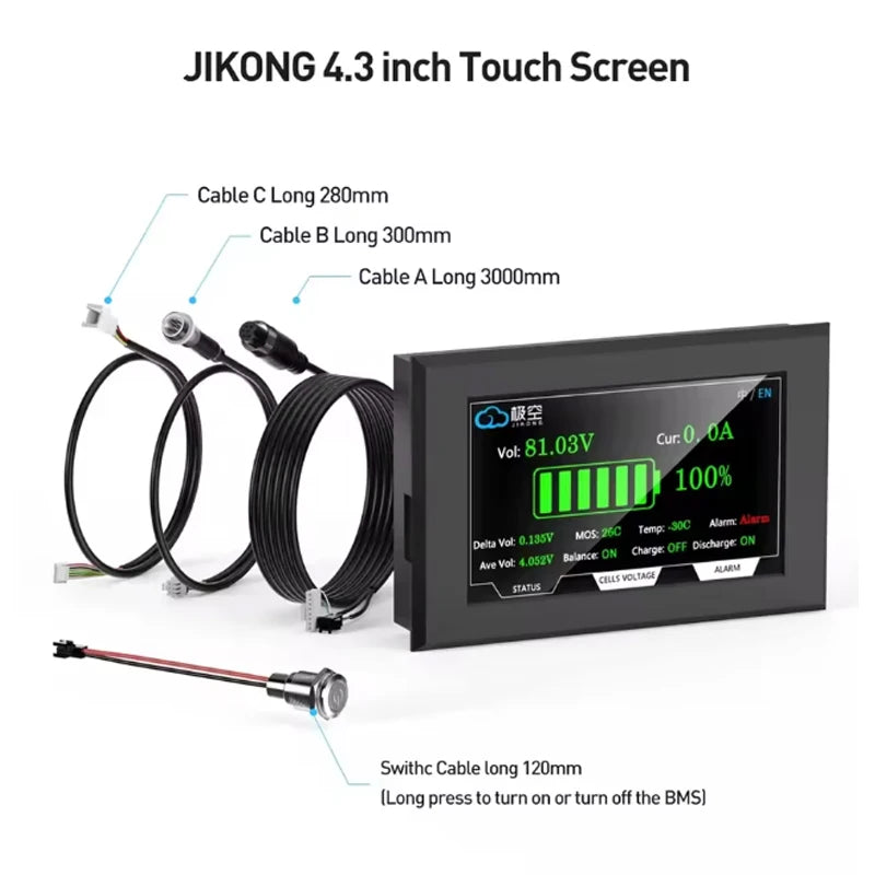 JK BMS 2.5 3.2 4.3 7.0LCD Inch Screen Display for JIKONG All BMS Accessories Intelligent Battery Level Indicator JK BMS LCD