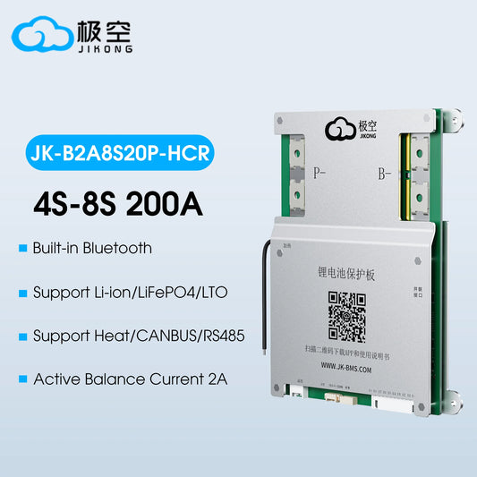 JK BMS 200A JIKONG BMS JK-B2A8S20P HEAT RS485 CAN App BT BMS 8S 12V 24V Active Balance 2A bms lifepo4 lithium Li-on battery BMS