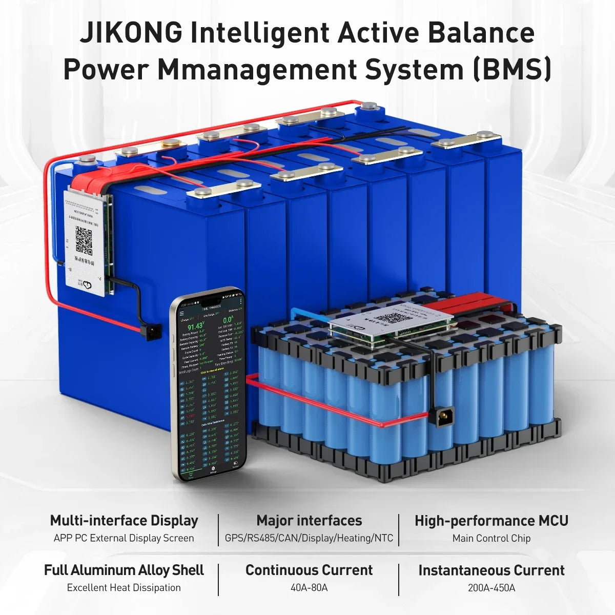 JIKONG Smart BMS JK-BD4A17S4P JK-BD4A20S4P JK-BD4A24S4P 8S/24S 40A Li-Ion LiFePo4 LTO BMS 18650 Batteries BMS UPS
