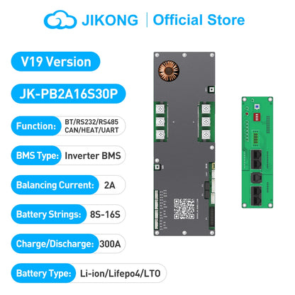 JK-PB2A16S30P V19 Inverter BMS 16S 48V, 2A Active Balancer, 300A High Power BMS for Large Solar Systems